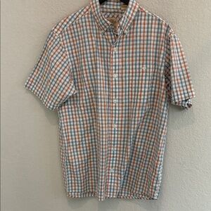 RedHead Men's Plaid Button-Down Shirt - Orange and Blue